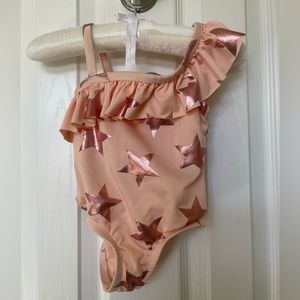Pink Platinum Girls Swimsuit with Stars